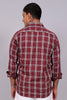 Bluebird Men’s MAROON LINE CHECK Checked Shirt