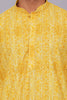 Bluesaanchi Men's Chikankari Threadwork & Sequin Kurta Set –Yellow Brown