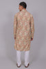 Bluesaanchi Men's Chikankari Threadwork & Sequin Kurta Set –Coral Pink