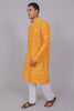 Bluesaanchi Men's Chikankari Threadwork & Sequin Kurta Set –Yellow Pink