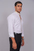 Bluebird Men’s White Shirt – Beige Accent