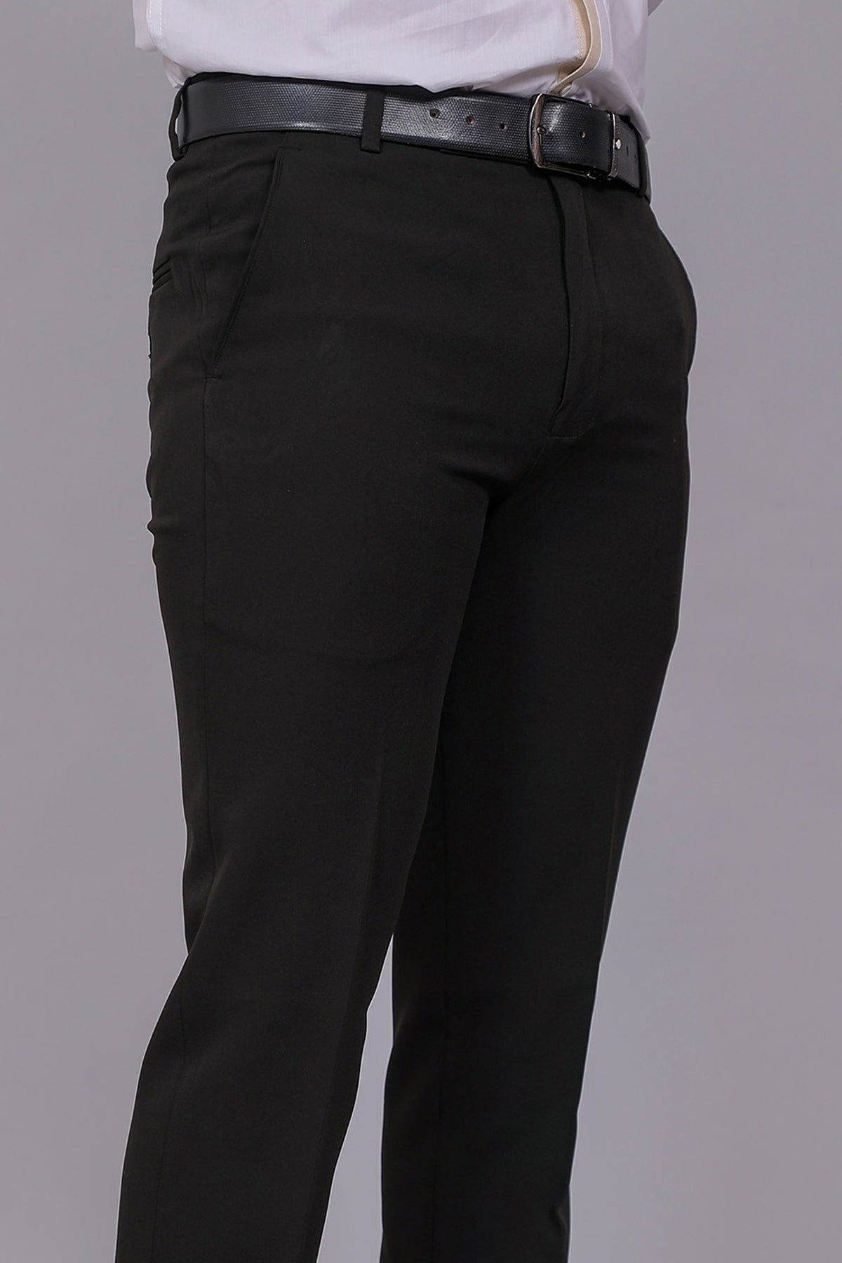 Bluebird Men's Regular Fit Black Lycra Trouser