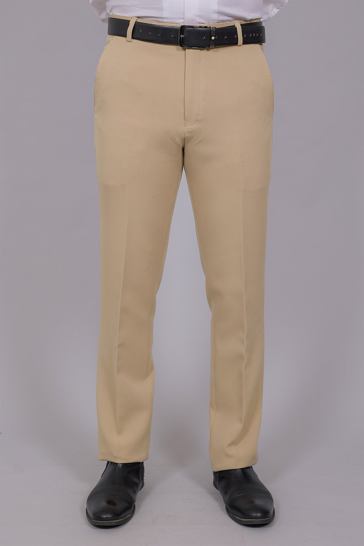 Bluebird Men's Regular Fit Bone Grey Lycra Trouser