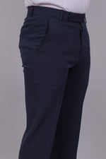 Bluebird Men's Regular Fit Navy Blue Lycra Trouser