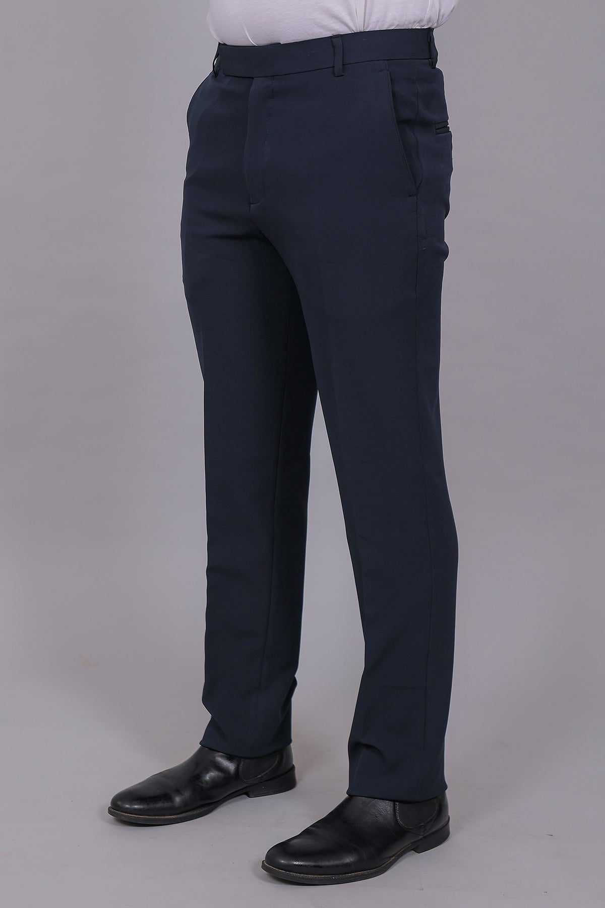 Bluebird Men's Regular Fit Navy Blue Lycra Trouser