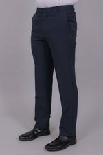 Bluebird Men's Regular Fit Navy Blue Lycra Trouser