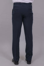 Bluebird Men's Regular Fit Navy Blue Lycra Trouser