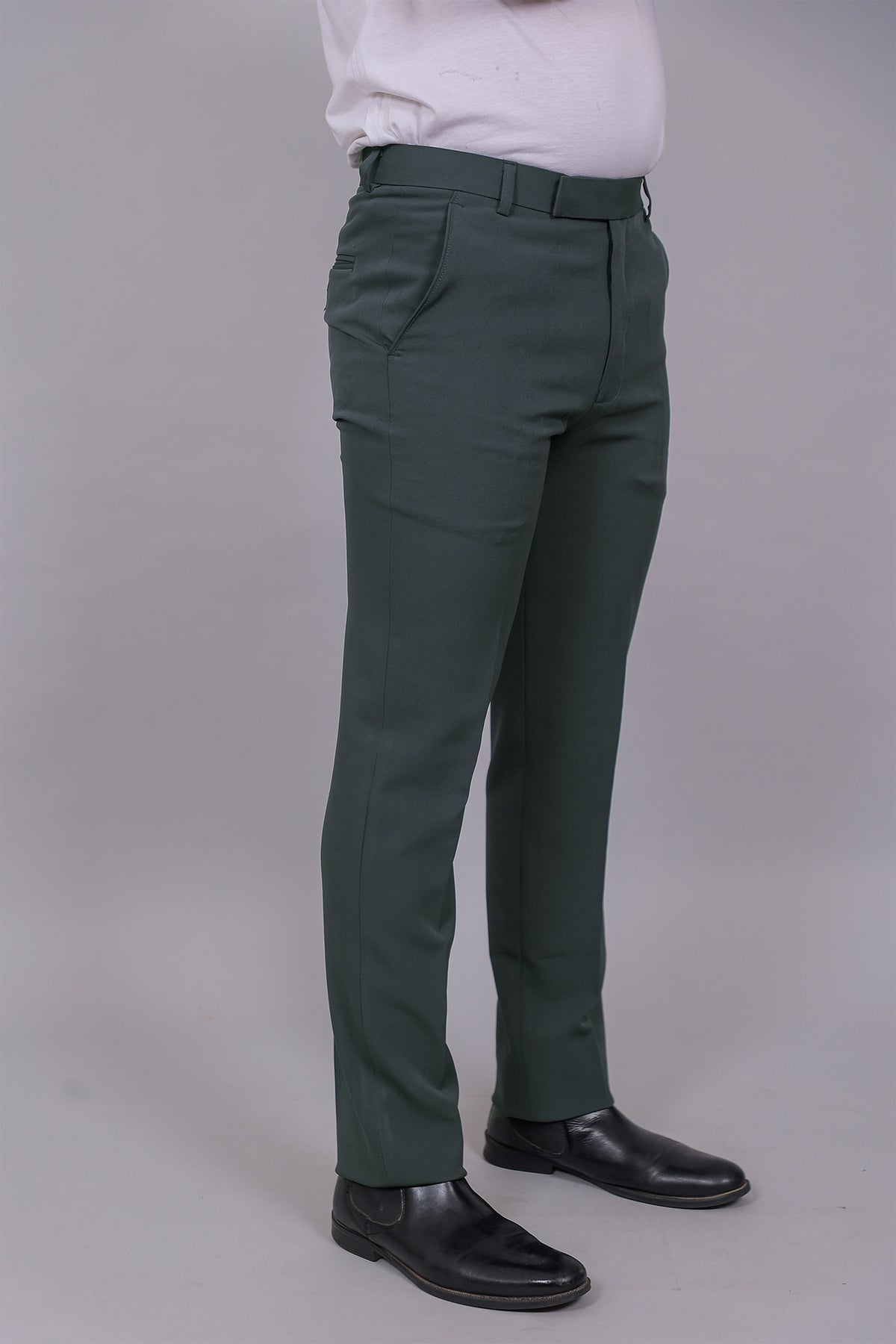 Bluebird Men's Regular Fit Charcoal Grey Lycra Trouser