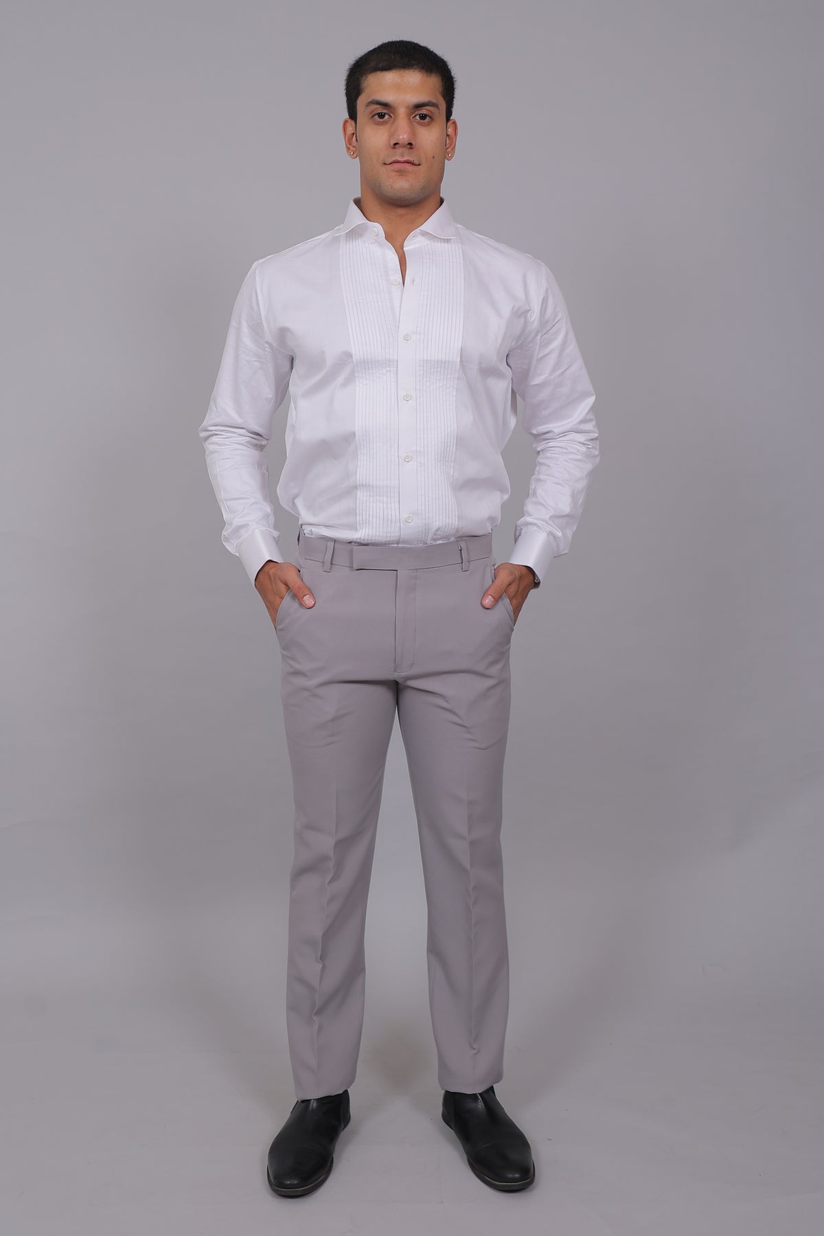 Bluebird Men’s White Shirt – Pintucks Style