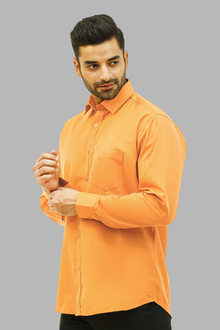 BLUEBIRD MEN'S ORANGE YELLOW FORMAL SHIRT