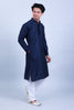 Nevy Blue Embroidery Motifs With glass work kurta set for men's