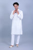 White Embroidery Motifs With glass work kurta set for men's