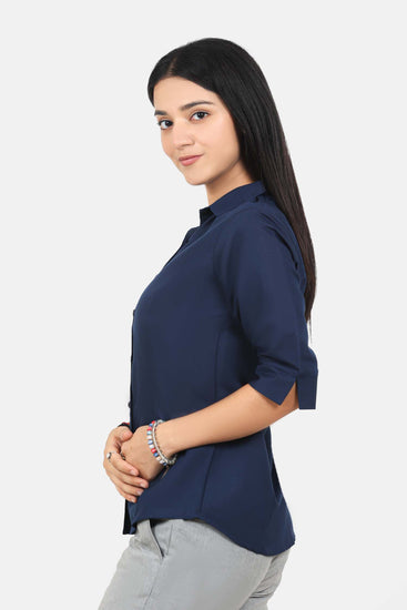 BLUEBIRD WOMEN'S NAVY BLUE FORMAL SHIRT