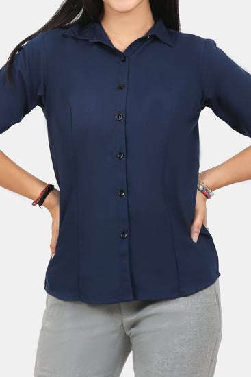 BLUEBIRD WOMEN'S NAVY BLUE FORMAL SHIRT