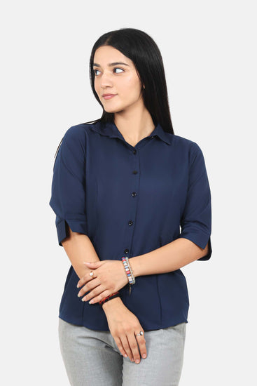 BLUEBIRD WOMEN'S NAVY BLUE FORMAL SHIRT