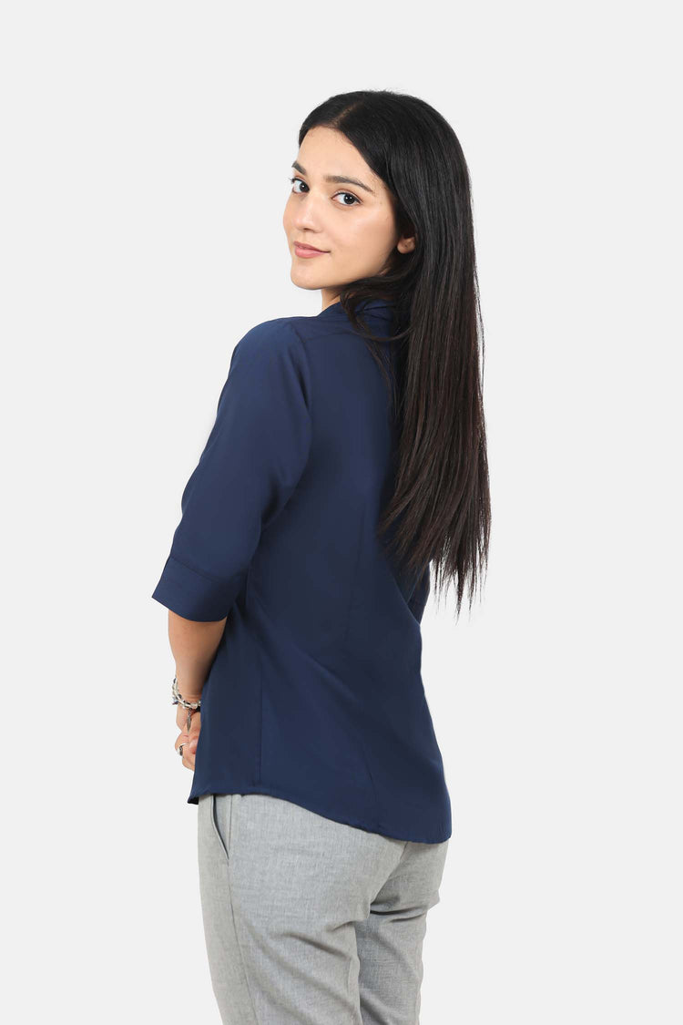 BLUEBIRD WOMEN'S NAVY BLUE FORMAL SHIRT