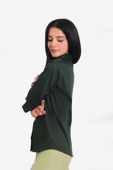 BLUEBIRD WOMEN'S DARK GREEN FORMAL SHIRT