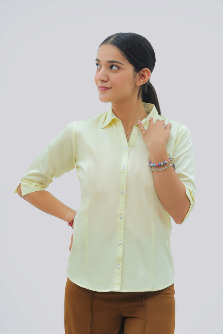 Bluebird Light yellow Formal Shirt For Women's