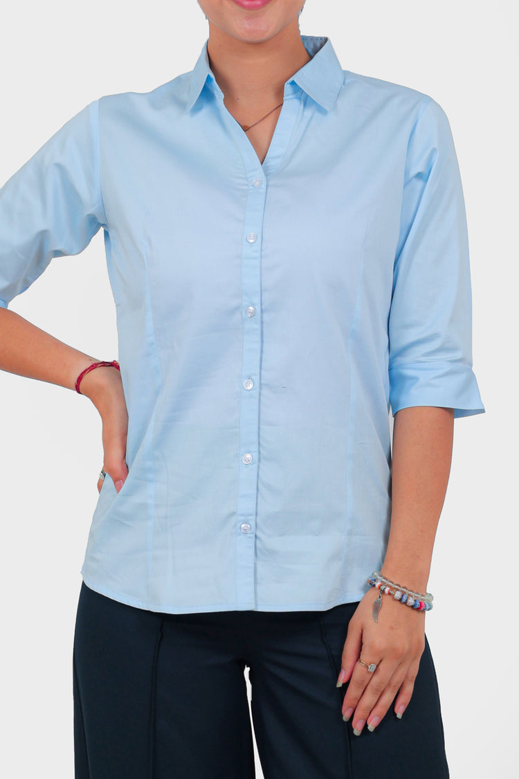 Bluebird Sky Blue Formal Shirt For Women's