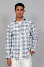 Bluebird Men’s White and Grey Checked Shirt