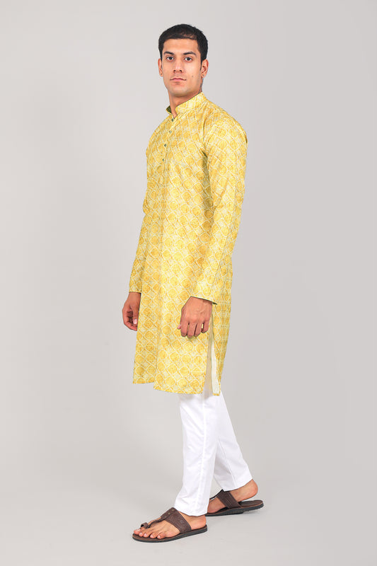 "Bluesaanchi: Effortlessly Stylish - yellow Kurta Sets for Men"