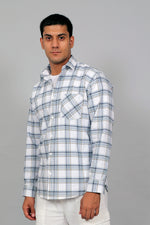 Bluebird Men’s White and Grey Checked Shirt