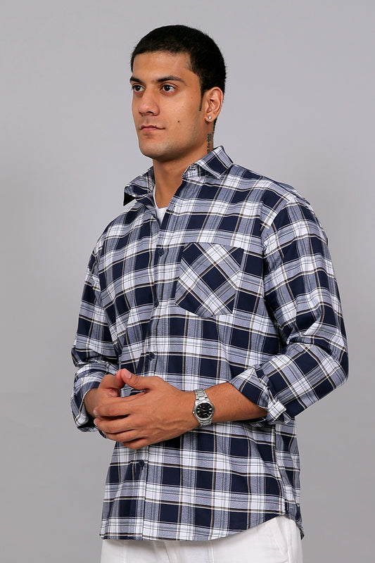Bluebird Men’s  Blue and White Checked Shirt