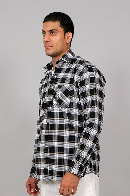Bluebird Men’s Black and White Checked Shirt