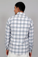 Bluebird Men’s White and Grey Checked Shirt