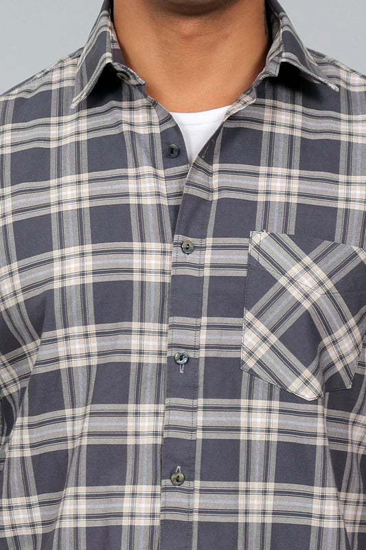 Bluebird Men’s GREEN CREAM Checked Shirt