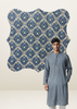 Men's Navy Blue Printed Kurta Pajama Set