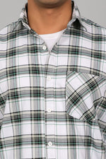 Bluebird Men’s White and Green Checked Shirt