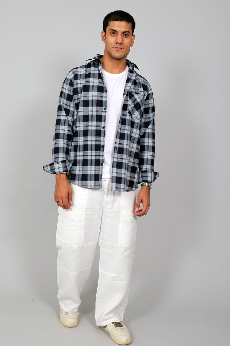 Bluebird Men’s SKY BLUE DARK BLUE Checked Shirt