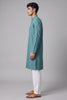 Veshbhoshaa Men's Turquoise Printed Kurta Set