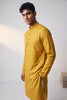 Veshbhoshaa Men's Mustard Yellow Printed Kurta Set