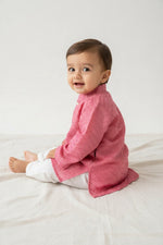 Kids' Pink Chevron Sequin Kurta Pajama Set