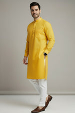 Men's Yellow Design Kurta Pajama Set