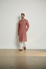 Men's Red Printed Kurta Pajama Set