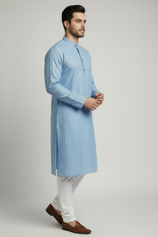Veshbhoshaa Mens's Blue Kurta Pajama Set