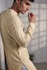 Veshbhoshaa Men's Soft Yellow Printed Kurta Set