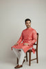 Veshbhoshaa Men's Red Kurta Pajama Set