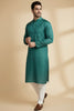 Veshbhoshaa Men's Dark Green Printed Kurta Pajama Set