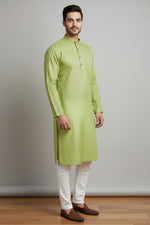 Mens's Green Printed Kurta Pajama Set