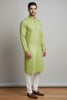 Veshbhoshaa Mens's Green Printed Kurta Pajama Set
