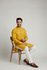 Veshbhoshaa Mens's Yellow Printed Kurta Pajama Set
