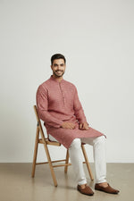 Men's Red Printed Kurta Pajama Set