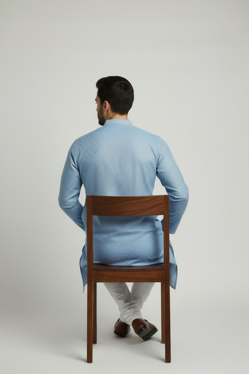 Mens's Blue Kurta Pajama Set