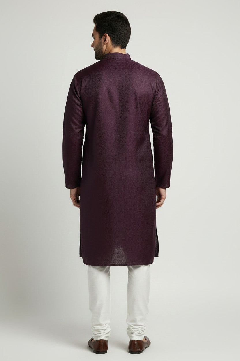 Mens's Wine Kurta Pajama Set