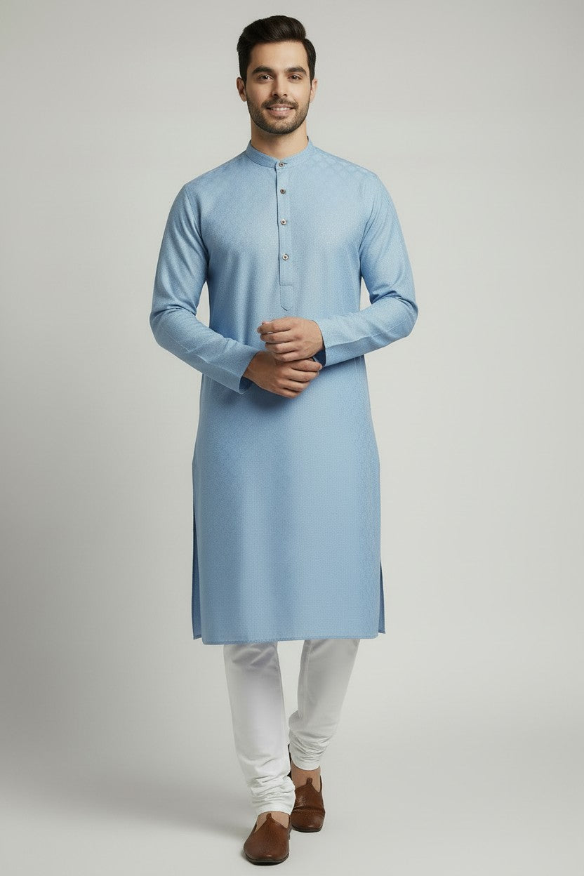 Mens's Blue Kurta Pajama Set