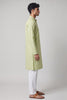 Veshbhoshaa Men's Soft Green Printed Kurta Set